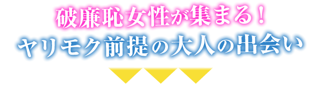 破廉恥女性が集まる!ヤリモク前提の大人の出会い